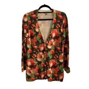 J. Jill Long-Line Cardigan in Floral Print - Size S